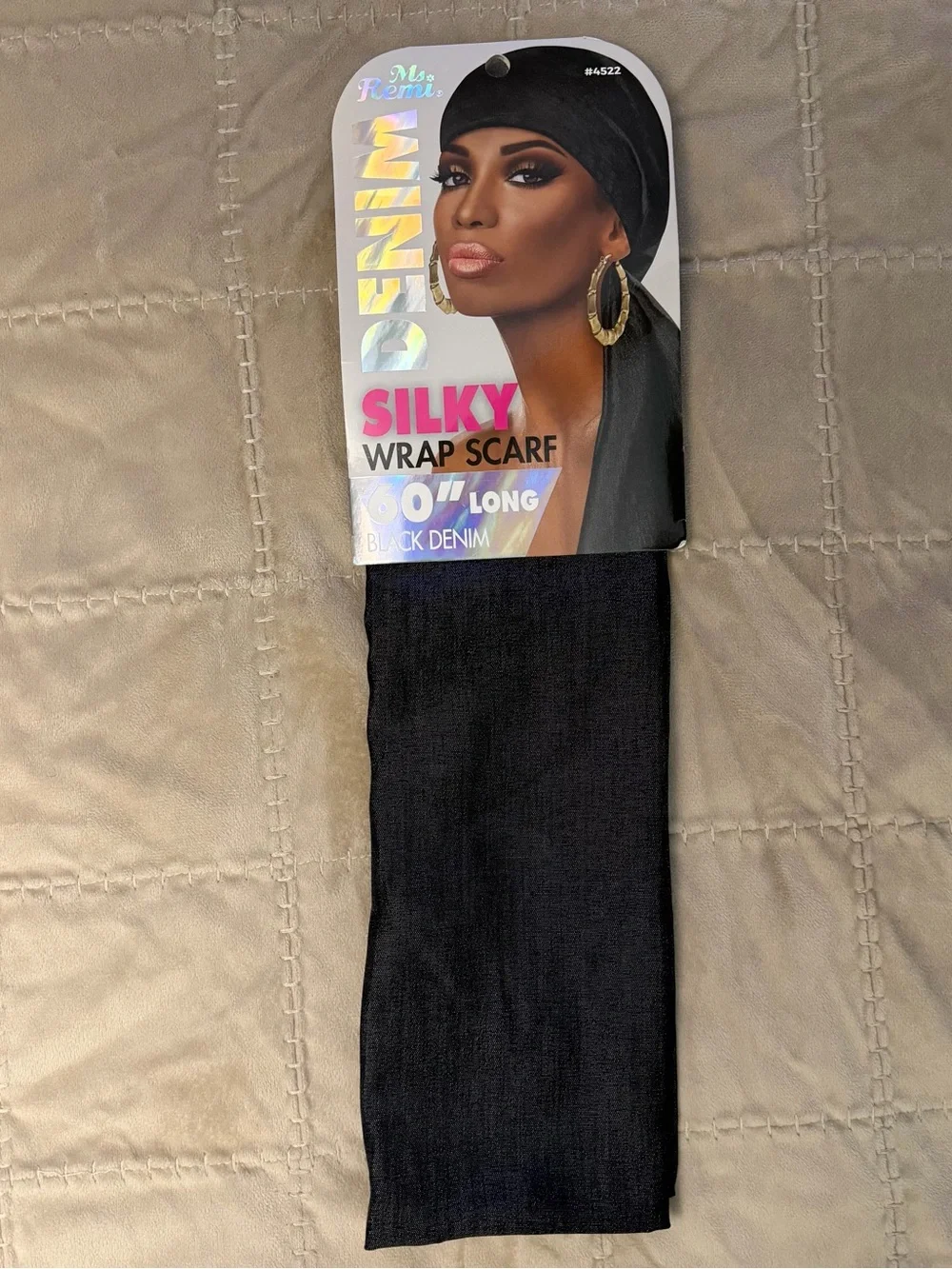 Ms. Remi Silky Wrap Scarf in Black Denim